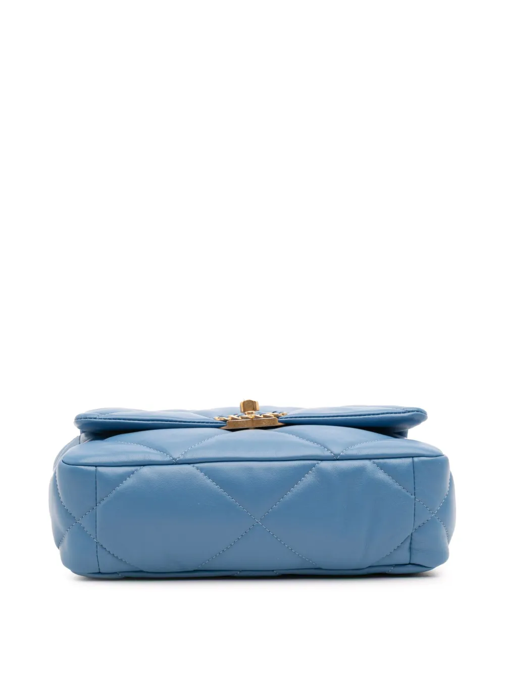 Pre-owned Chanel 2021 Medium Lambskin 19 Flap Satchel In Blue