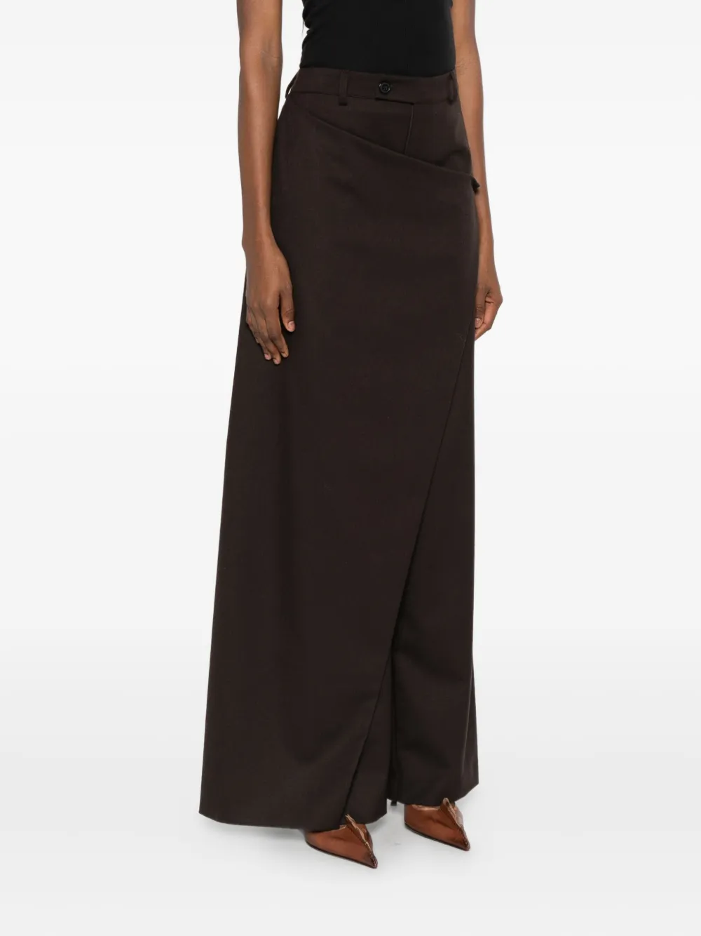  The Nina Studio Wrap-design Trousers - Brown 
