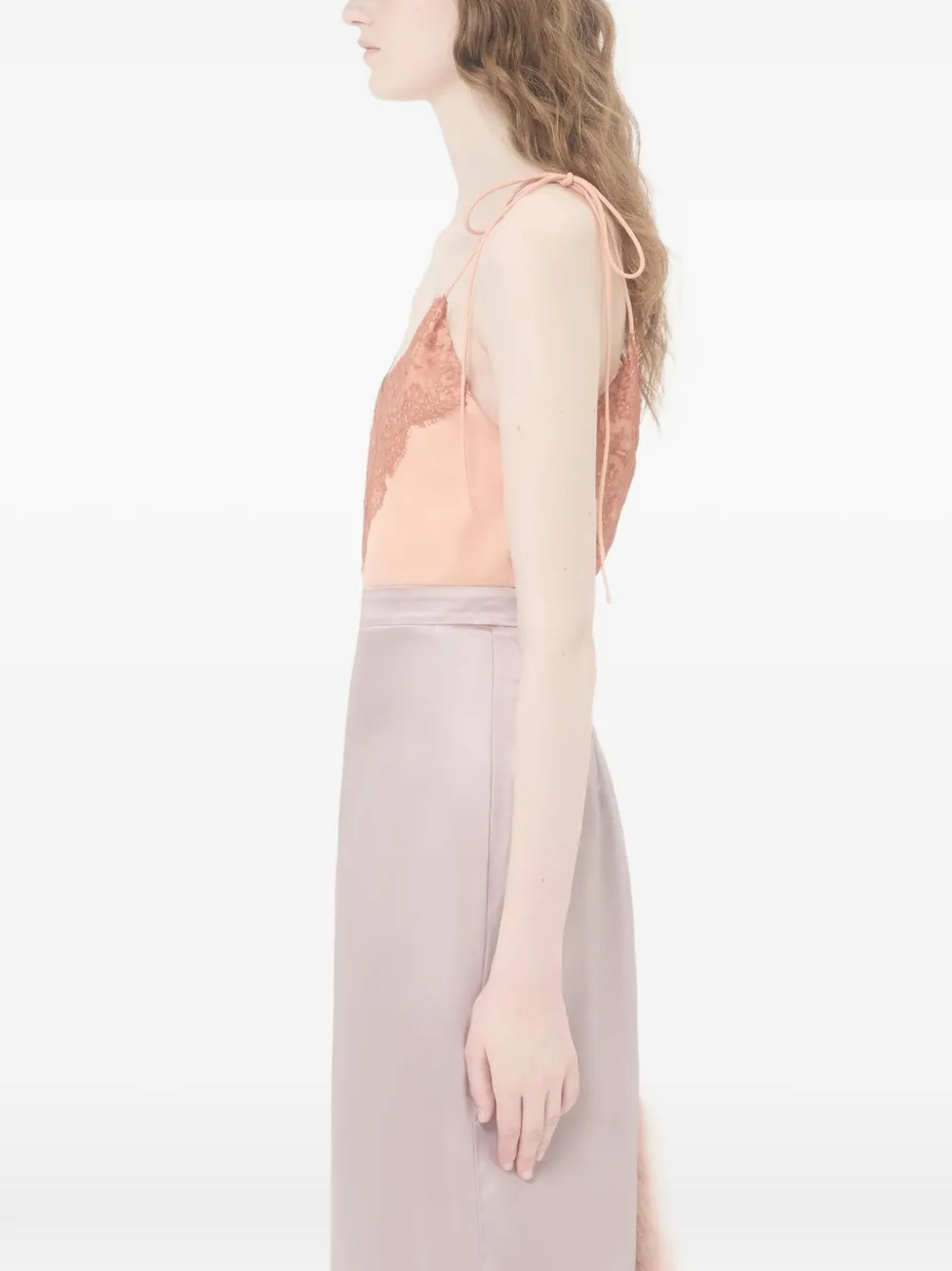 Valentino Garavani Crêpe de chine top met kant Roze