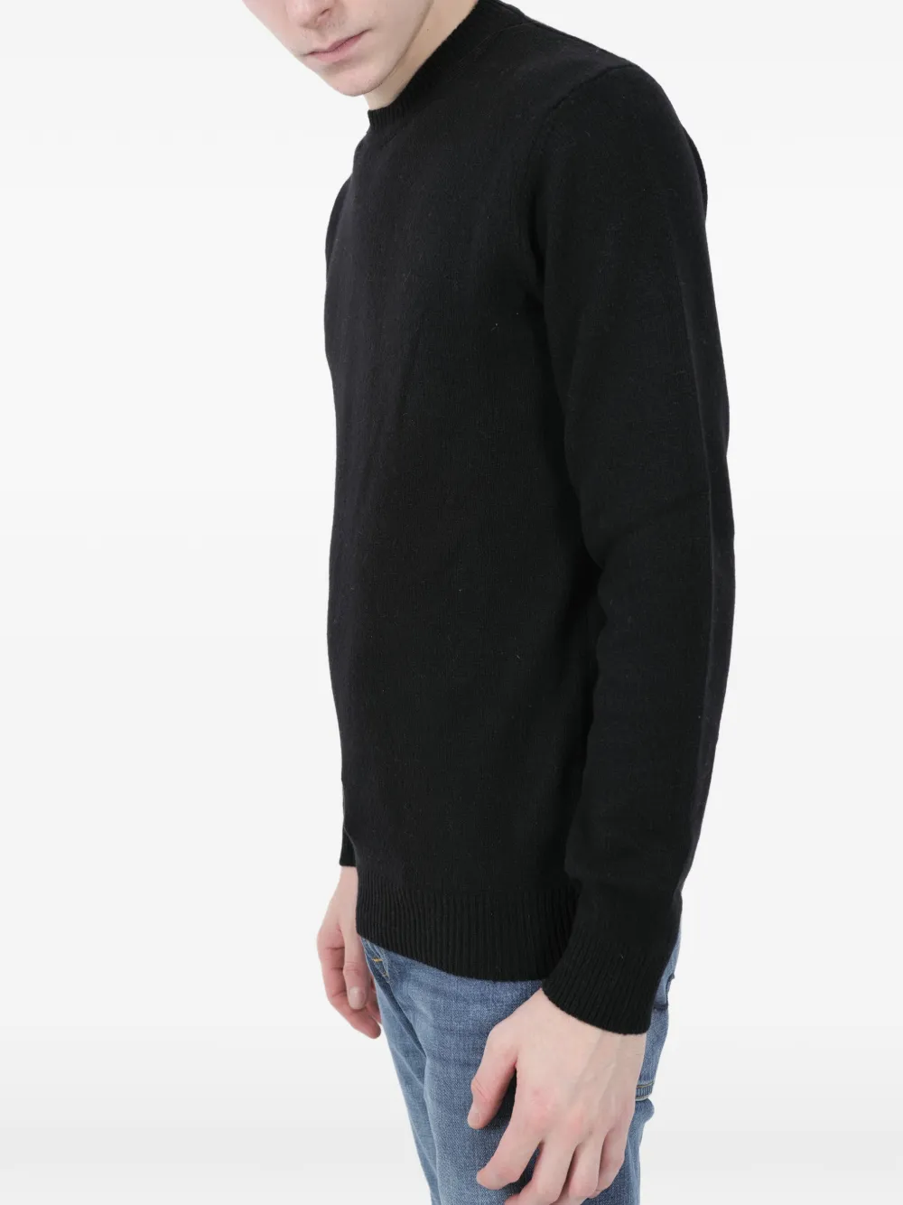 Re_branded Round-neck Cashmere Sweater In Black