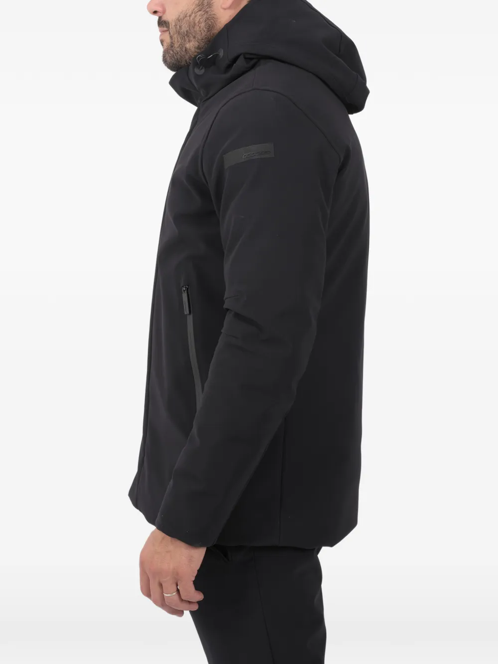  Rrd Side Zip Pockets Hooded Jacket - Black 