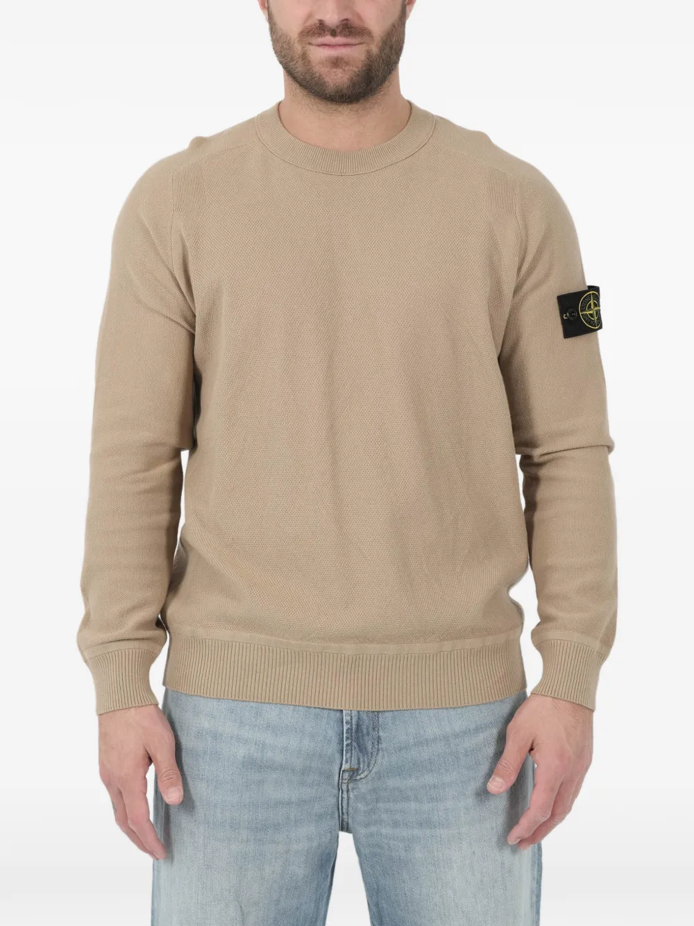 Stone Island logo-patch textured sweater - Toni neutri