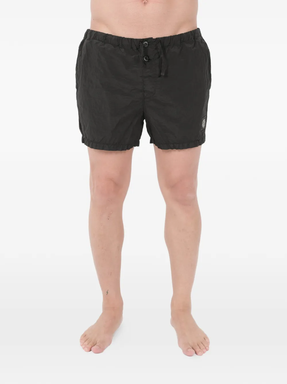 Stone Island Costume da bagno con applicazione logo e bottoni - Nero