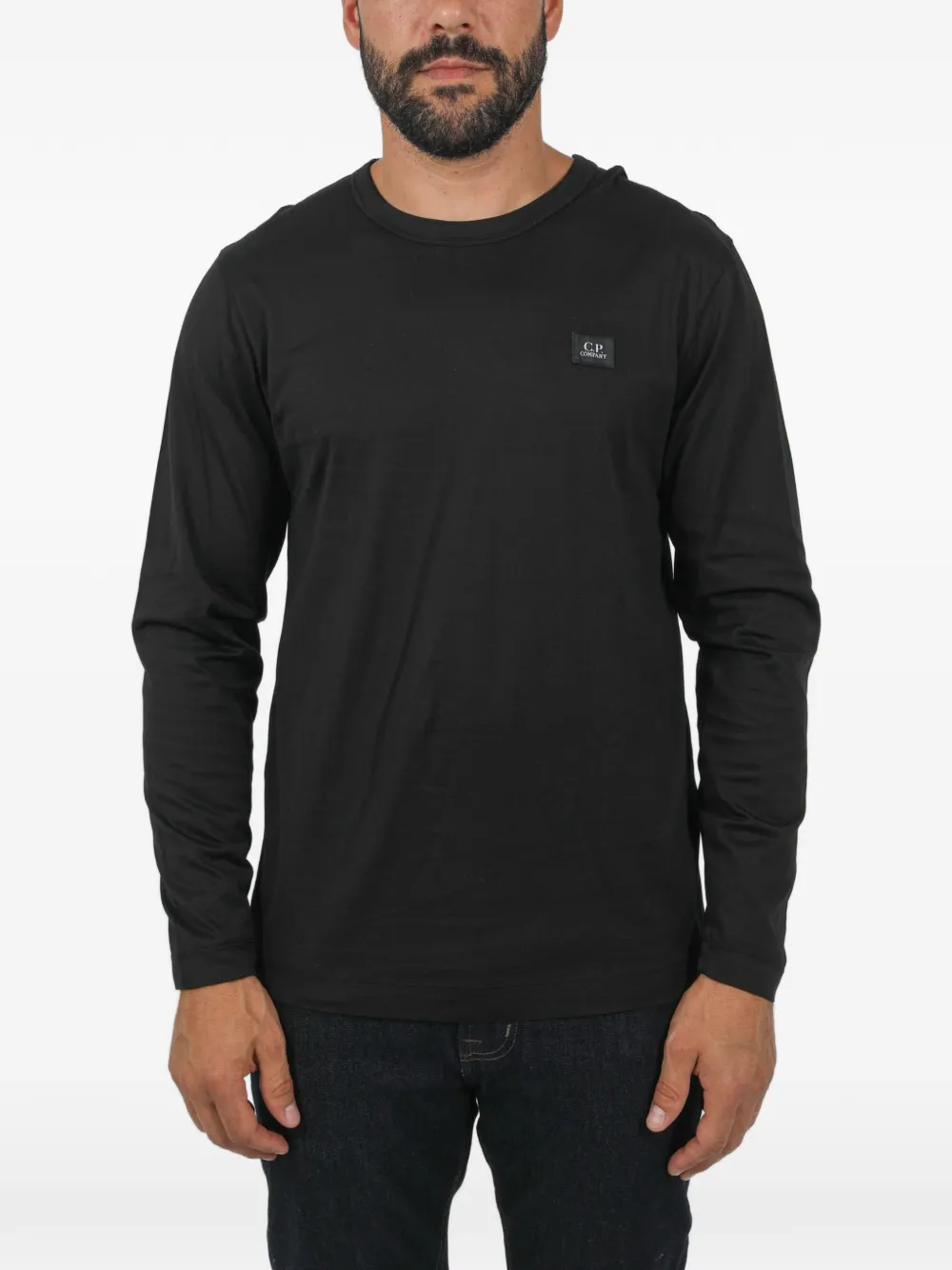 C.P. Company T-shirt a maniche lunghe con applicazione - Nero
