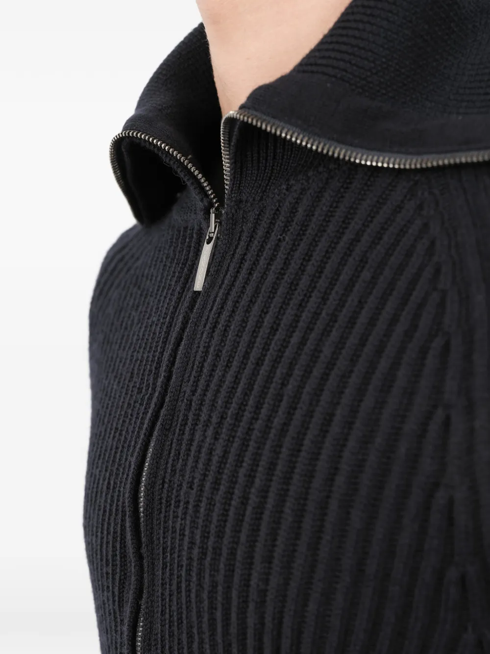 Zanone Vest met trechterhals en rits Zwart