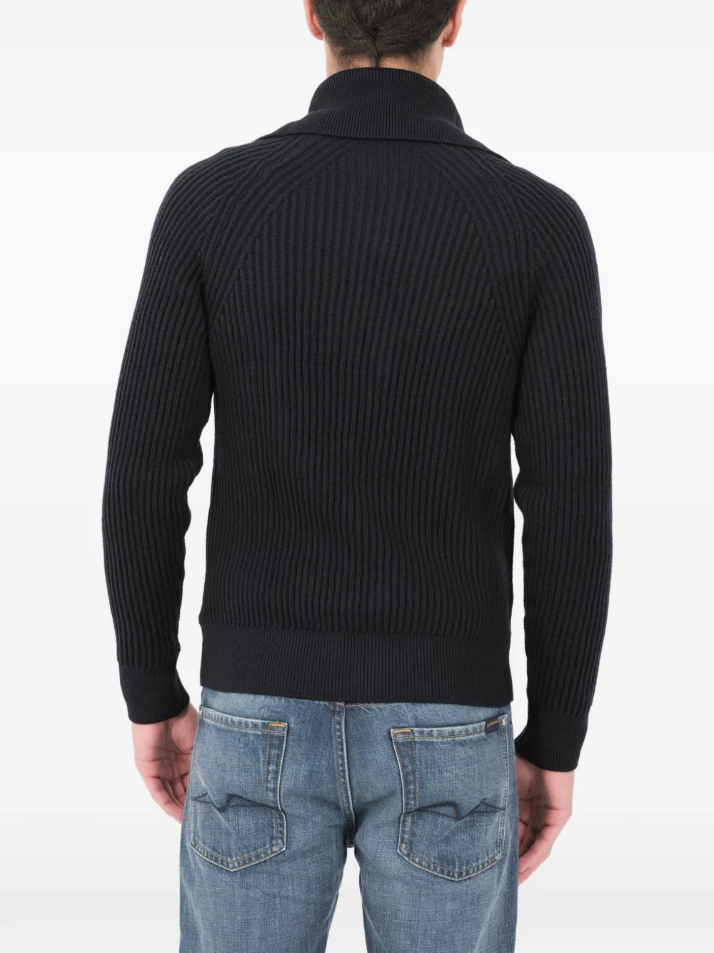Zanone Vest met trechterhals en rits Zwart