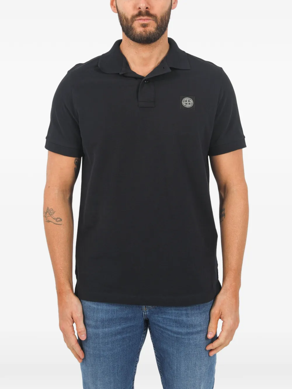 Stone Island Polo con applicazione - Nero