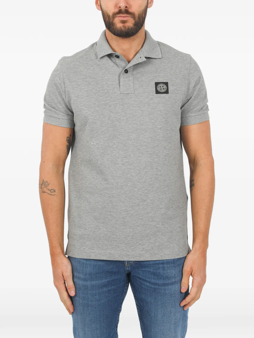Stone Island Polo con applicazione logo - Grigio