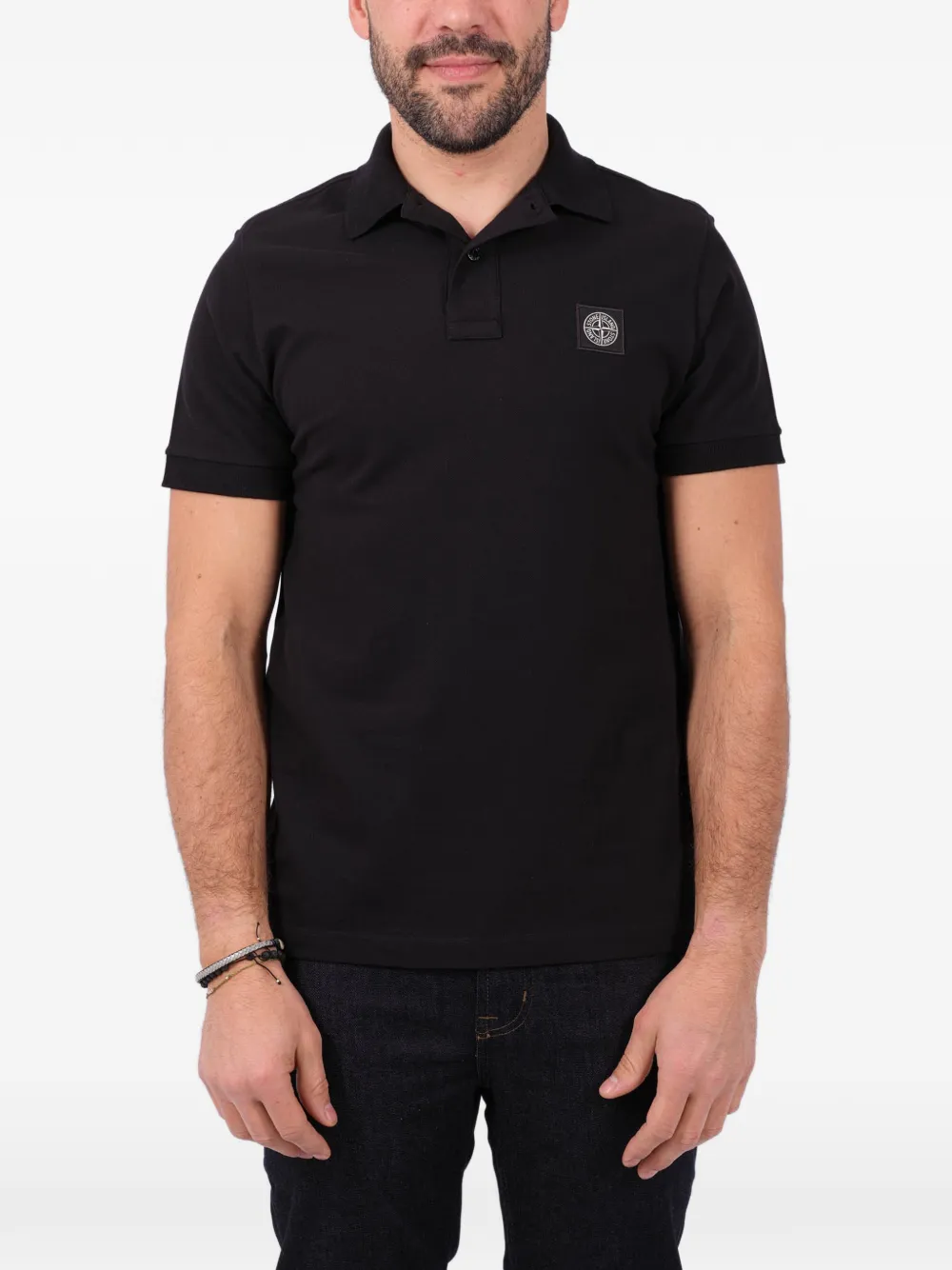 Stone Island Poloshirt mit Logo-Patch - Schwarz