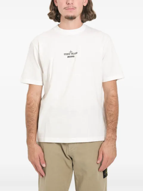 Stone Island logo-lettering crew-neck T-shirt