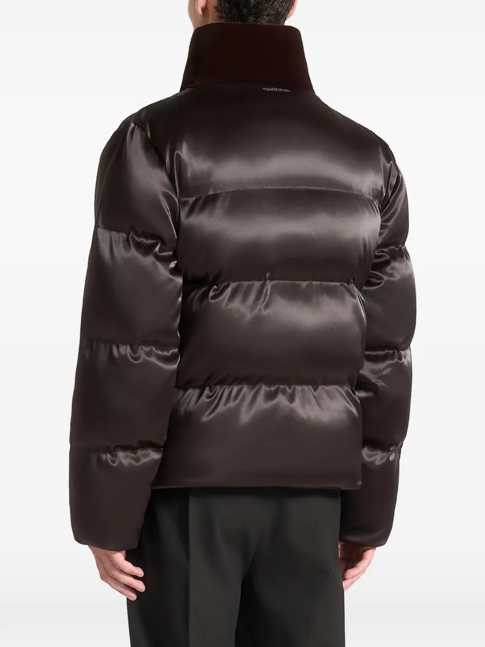 Manière De Voir velvet panelled padded jacket Bruin