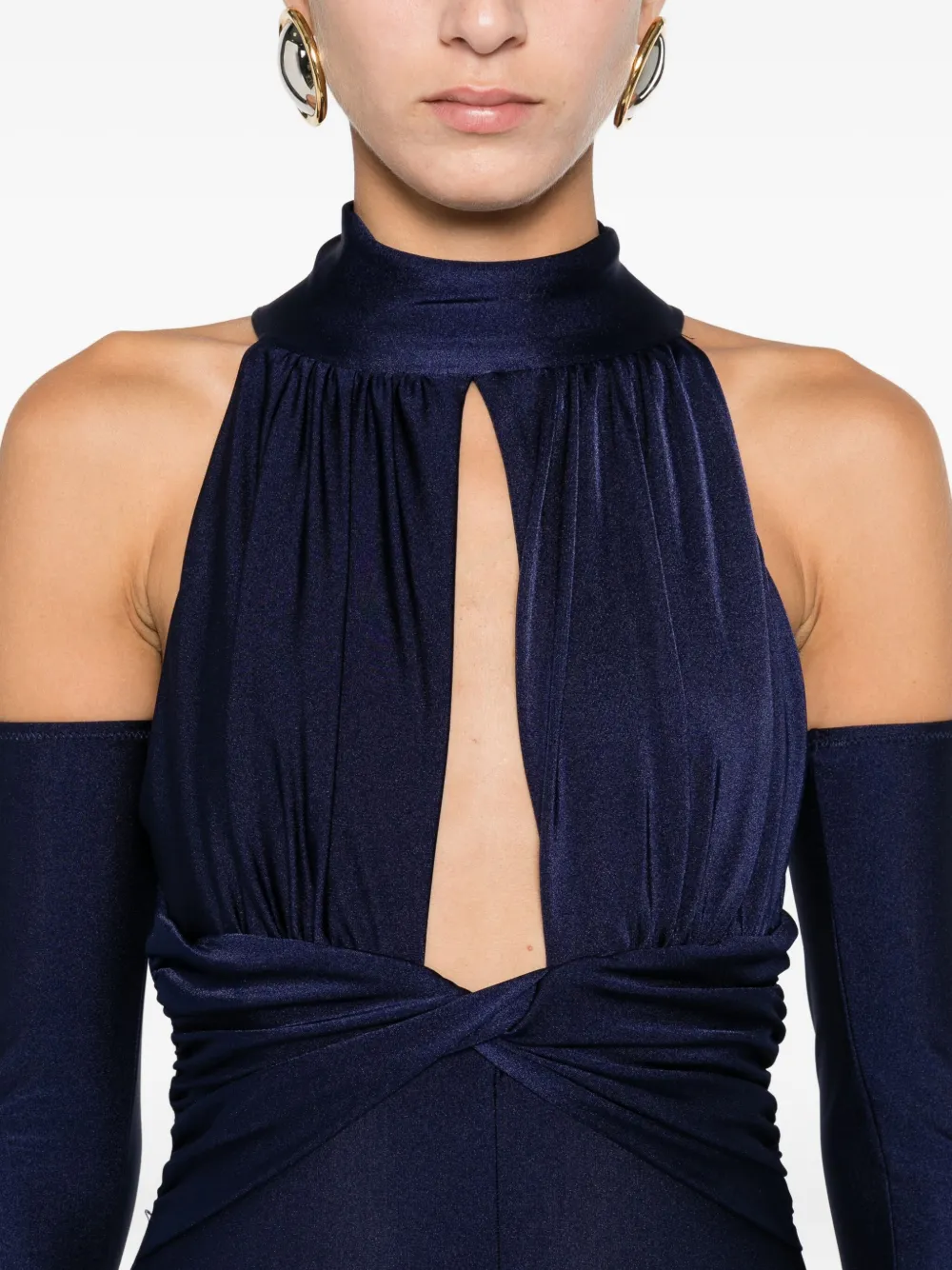 Mazzei Cold-shoulder Twist-detail Jumpsuit In Blue