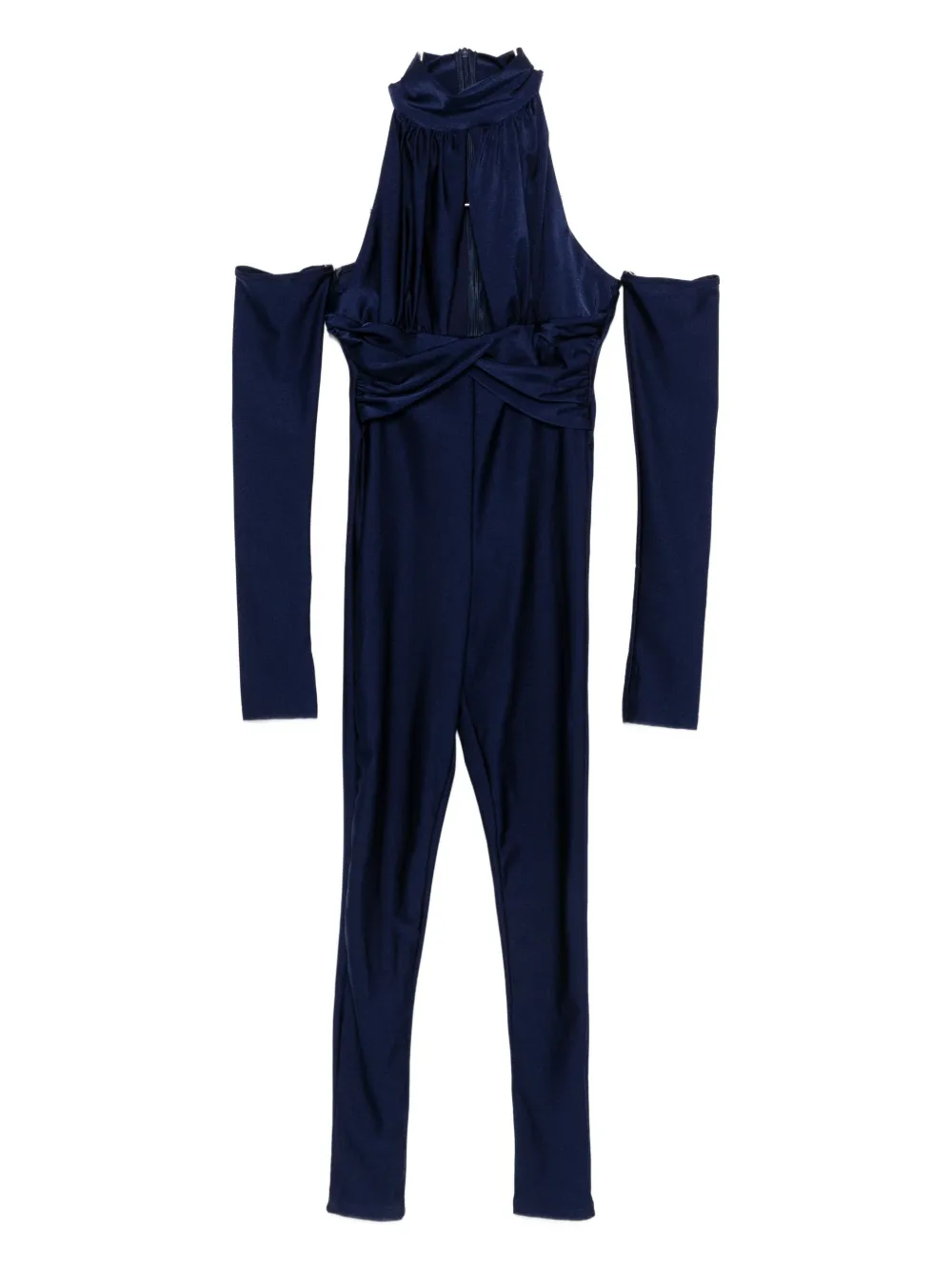 Mazzei Cold-shoulder Twist-detail Jumpsuit In Blue