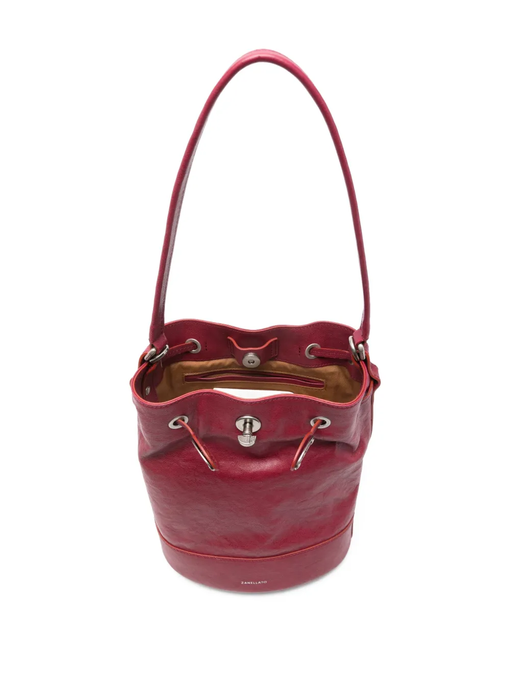 Zanellato Small Monda Bucket Bag In Burgundy