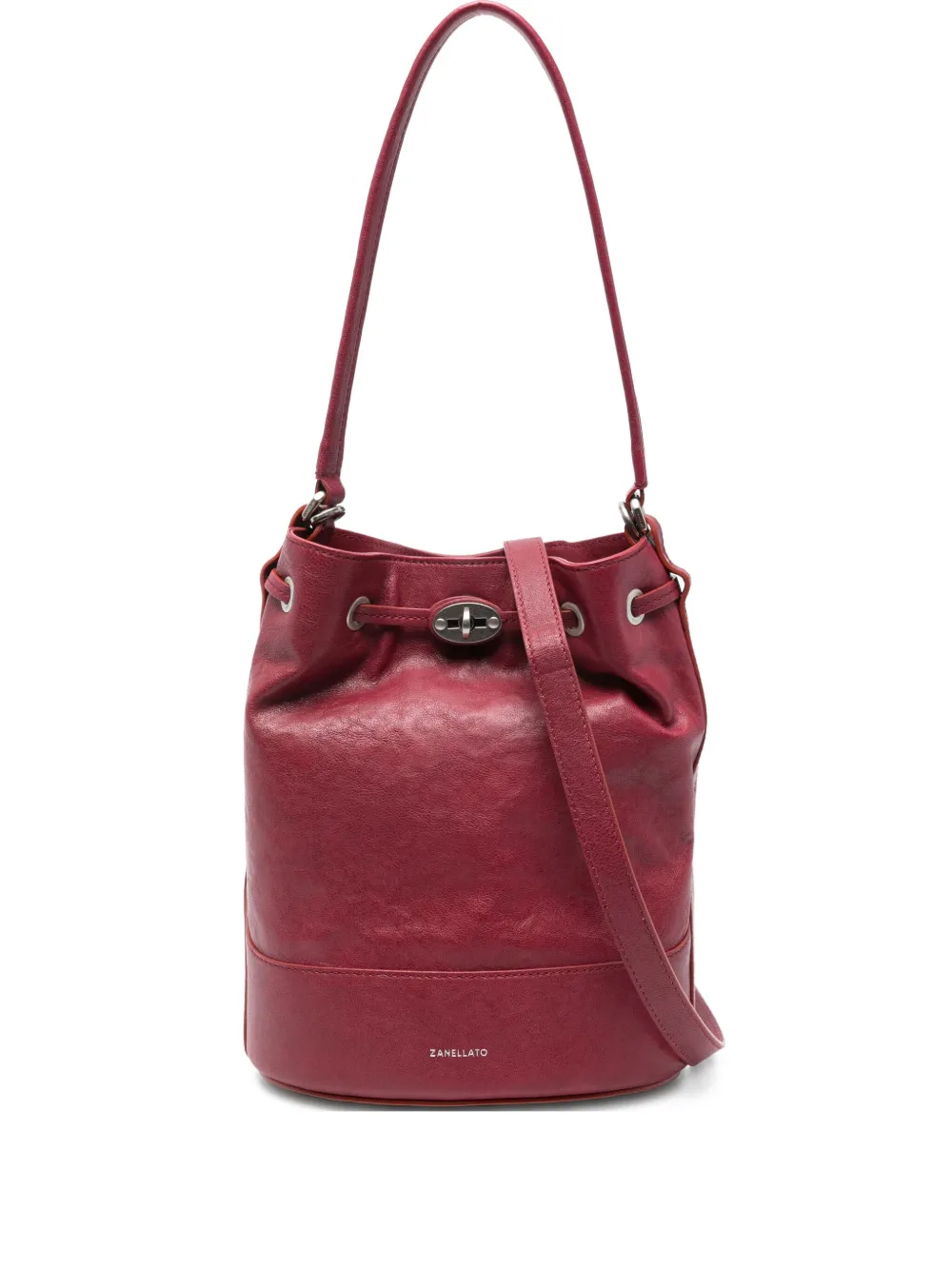 Zanellato Small Monda Bucket Bag In Burgundy