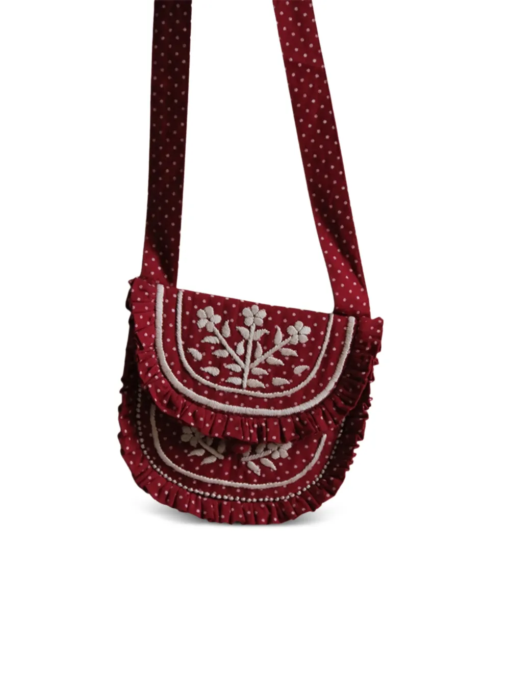 BONJOUR Schoudertas met stippen en bloemen - Rood