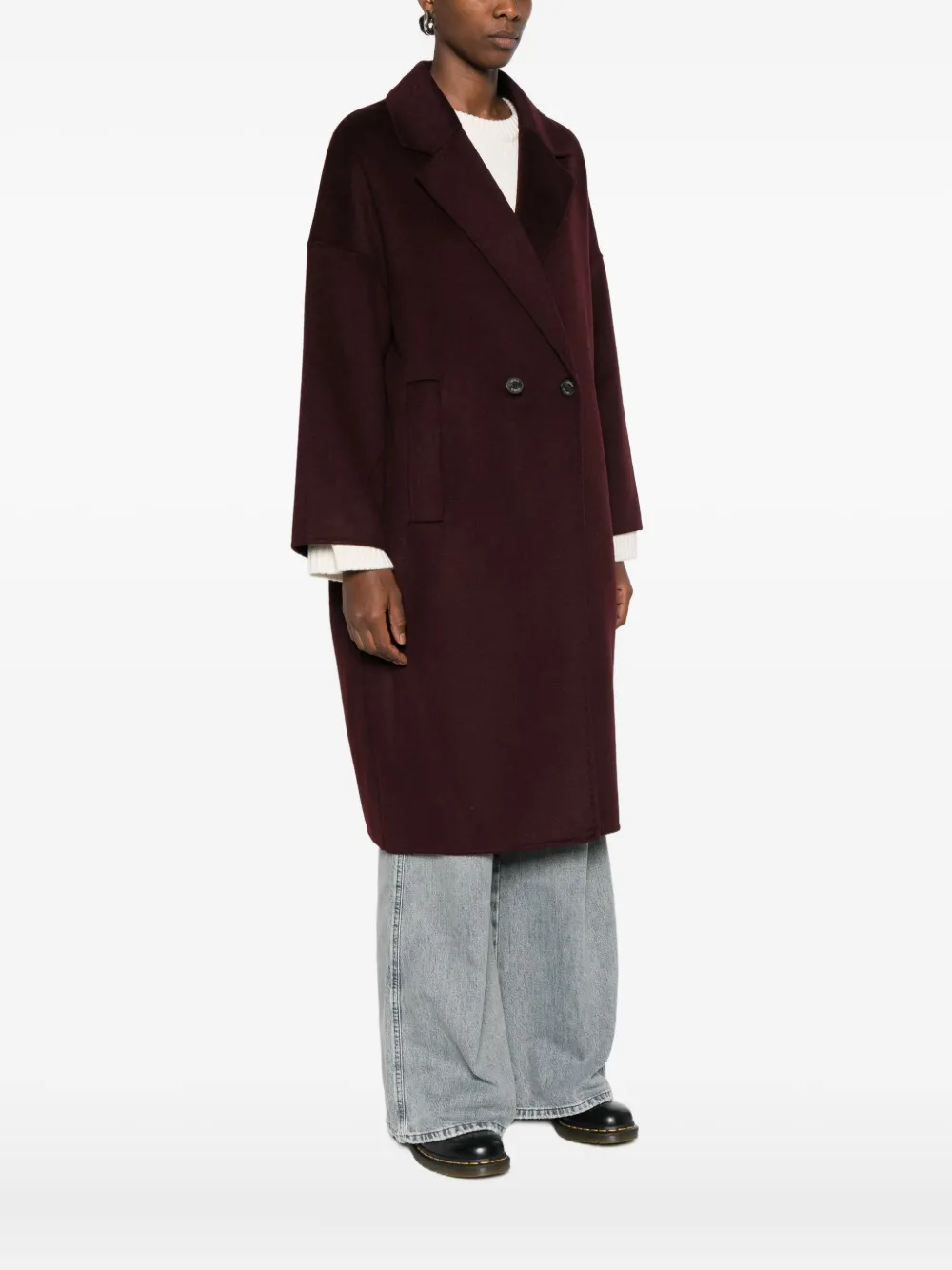 Vicolo Double-breasted Coat In Brown