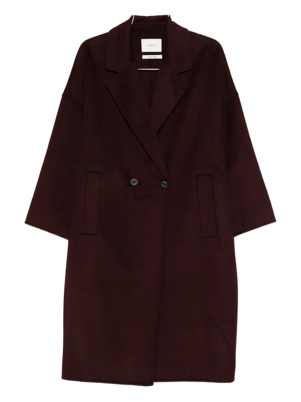 Vicolo Double-breasted Coat In Brown