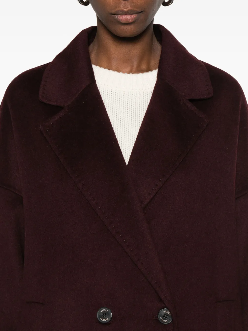 Vicolo Double-breasted Coat In Brown