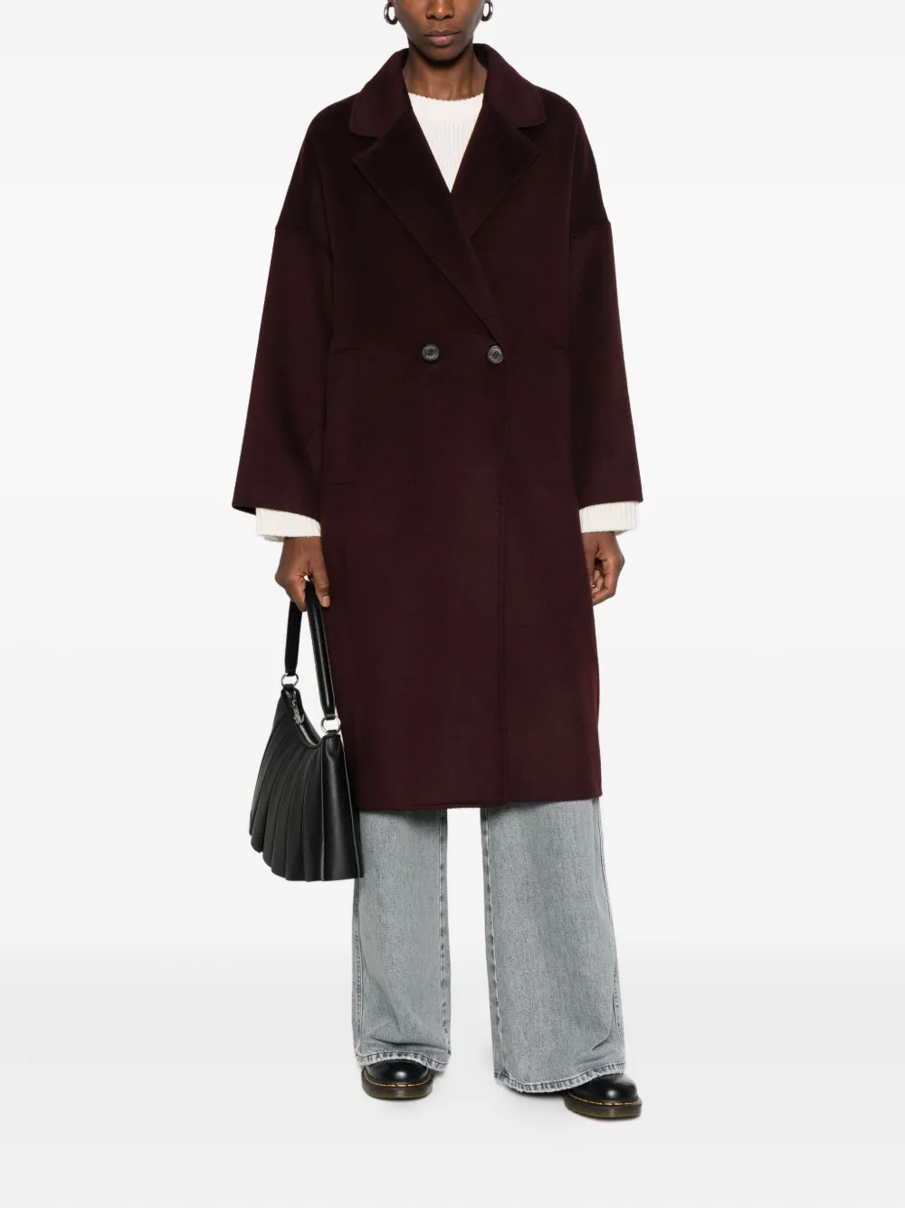 Vicolo Double-breasted Coat In Brown