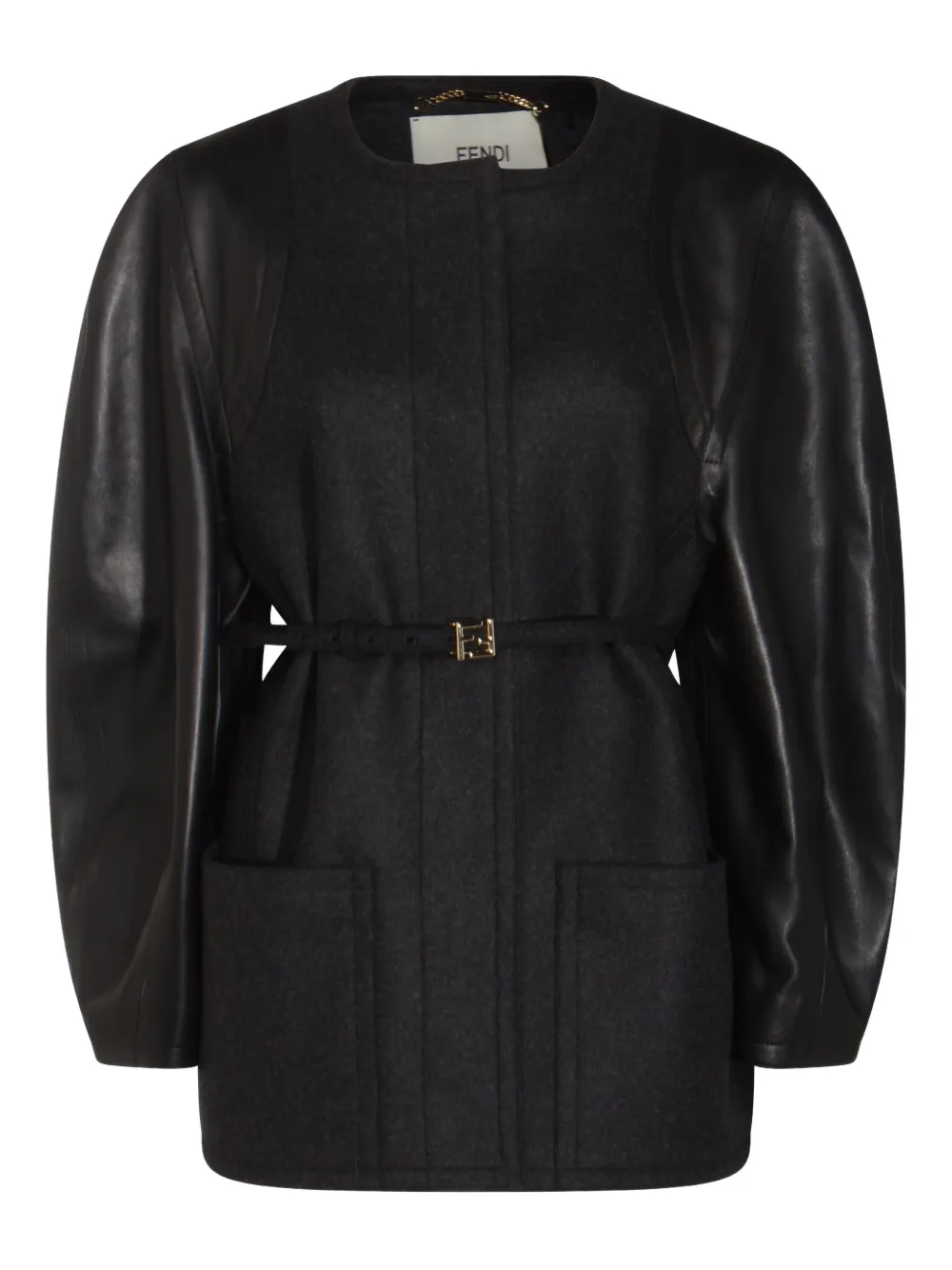 FENDI chamarra con paneles y cinturón | Chamarras de piel | Image 2