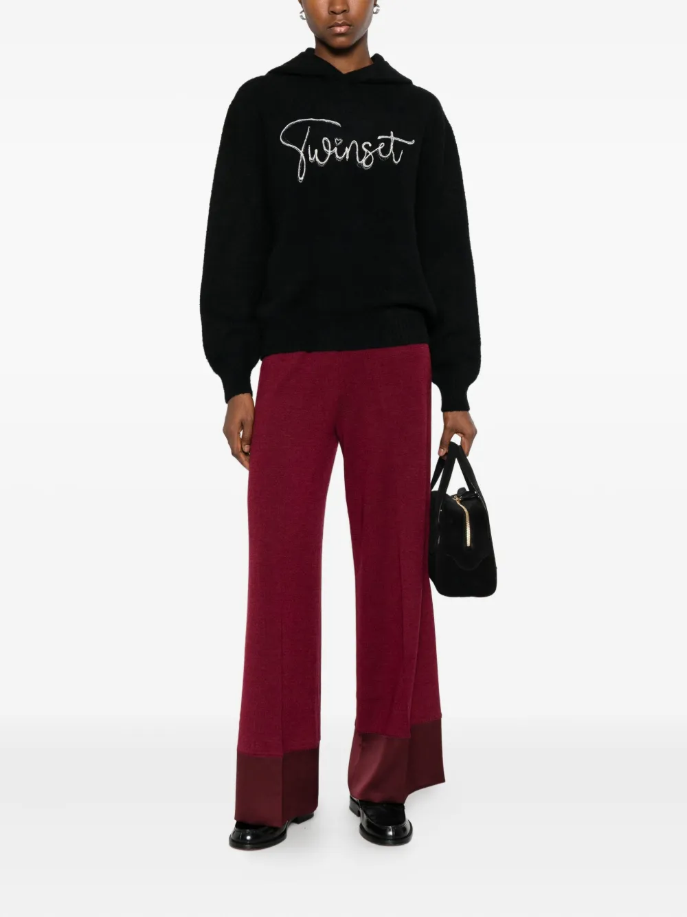 TWINSET Hoodie met logoprint - Zwart