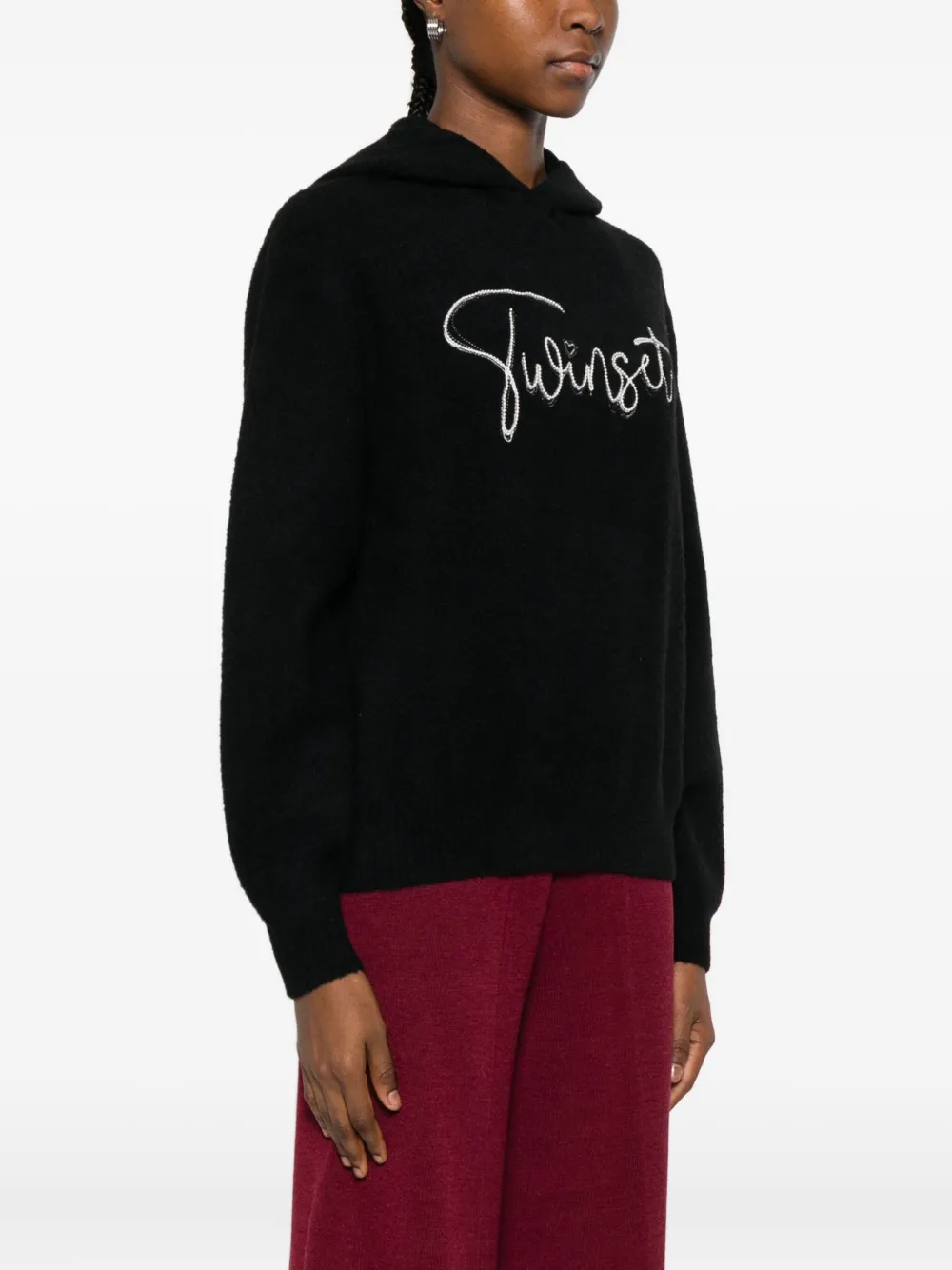 Twinset Logo-print Hoodie In Black