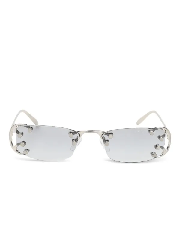 Prada Eyewear スタッズ スクエアフレーム サングラス | シルバー 