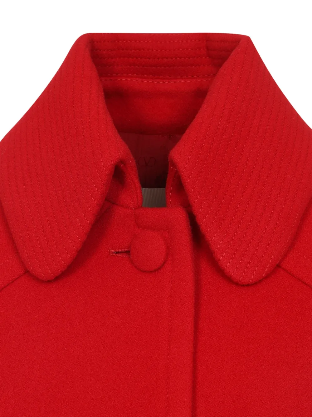 Valentino Wool Coat With Ribbed Collar And Cuffs In Red