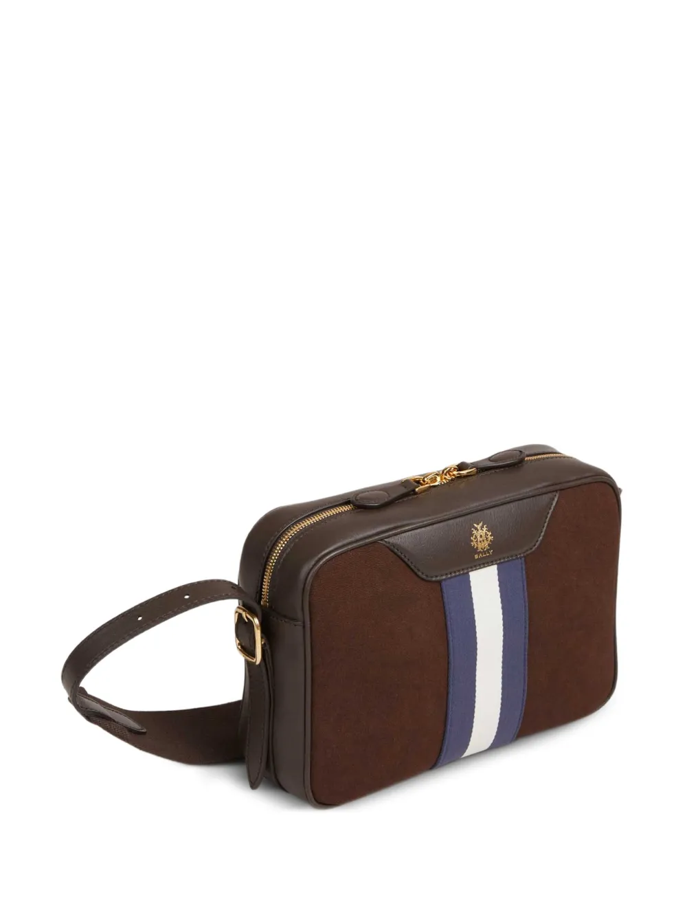 Bally logo detail striped shoulder bag - Bruin