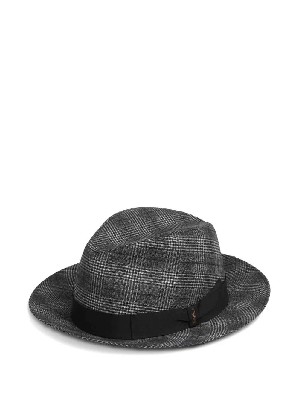 Borsalino checked ribbon fedora hat | Grey | Image 1