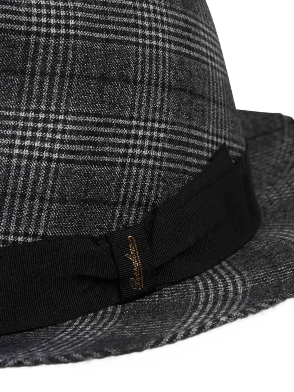 Borsalino Geruite fedora hoed met lint Grijs