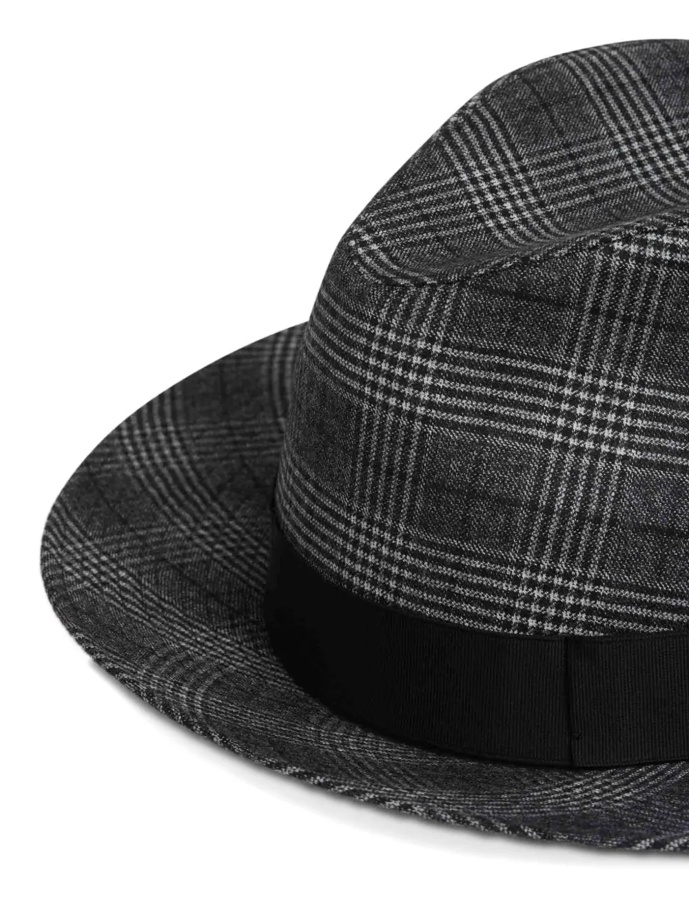 Borsalino Geruite fedora hoed met lint Grijs