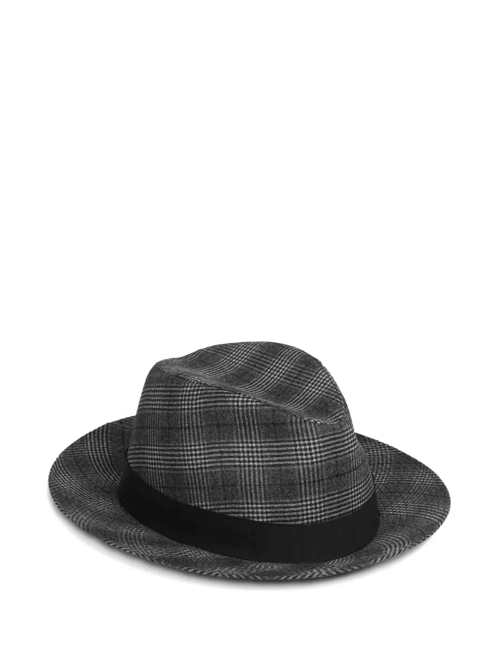 Borsalino Geruite fedora hoed met lint Grijs