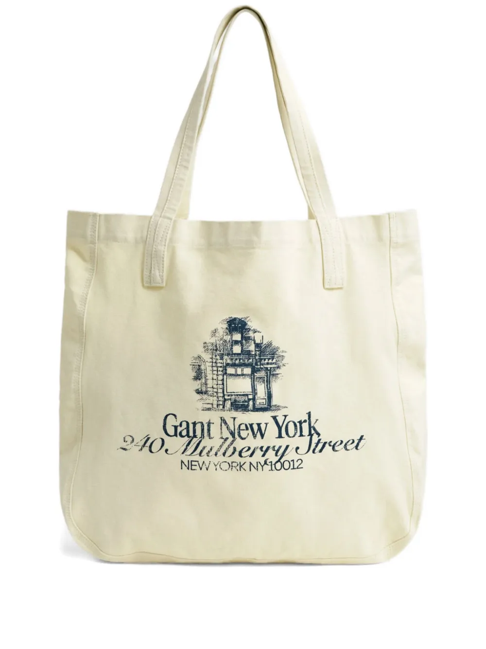 Gant 240 Mulberry Street Printed Tote Bag In Neutral