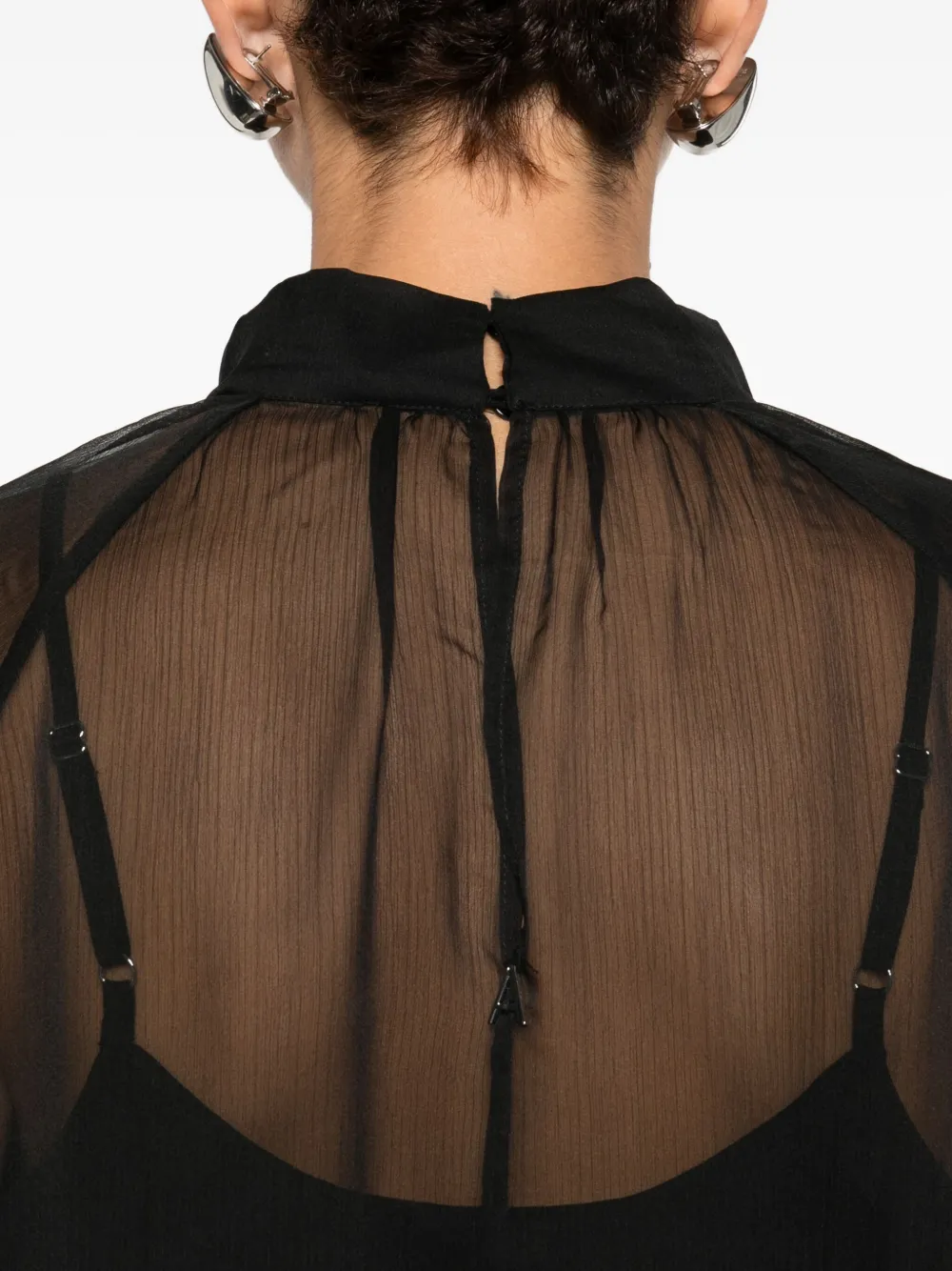 Twinset Ruffled High-neck Top In Black