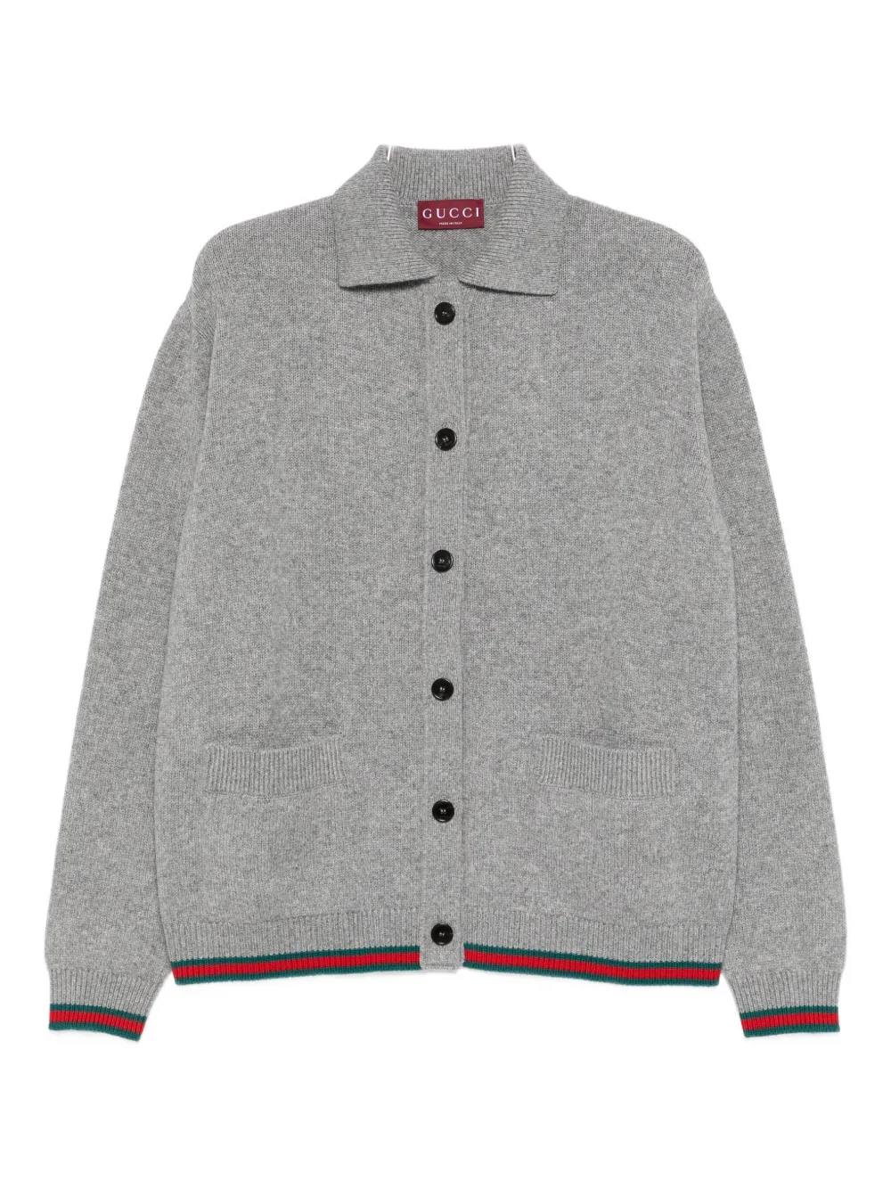 Gucci Women Cashmere And Wool Cardigan With Web In Gray