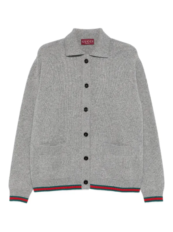未使用美品　GUCCI グレー ストライプ カーディガン Gucci ストライプ カーディガン | グレー | FARFETCH JP