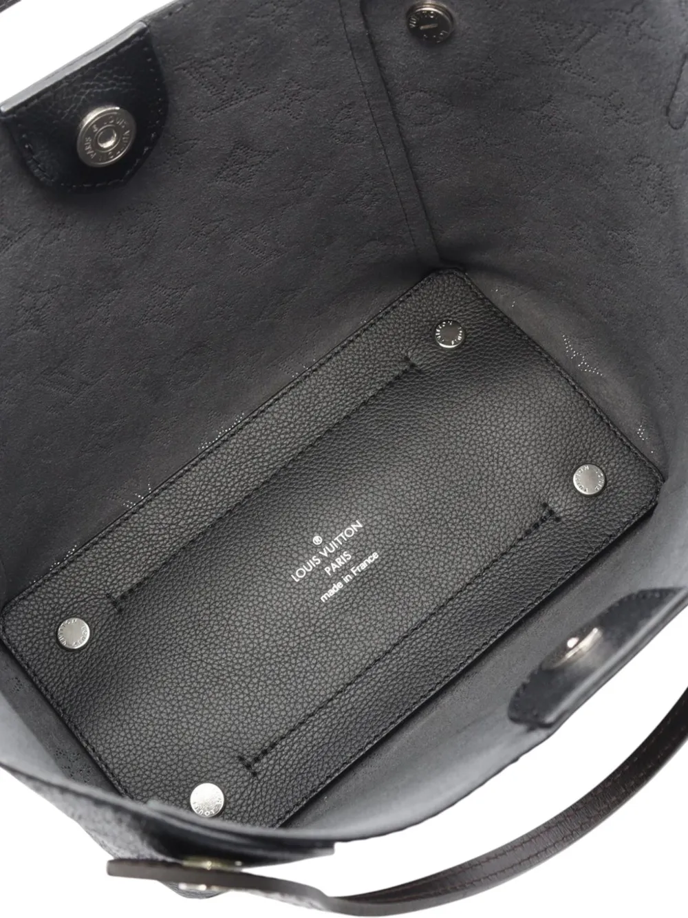 Pre-owned Louis Vuitton 2018 Monogram Mahina Hina Pm Satchel In Black