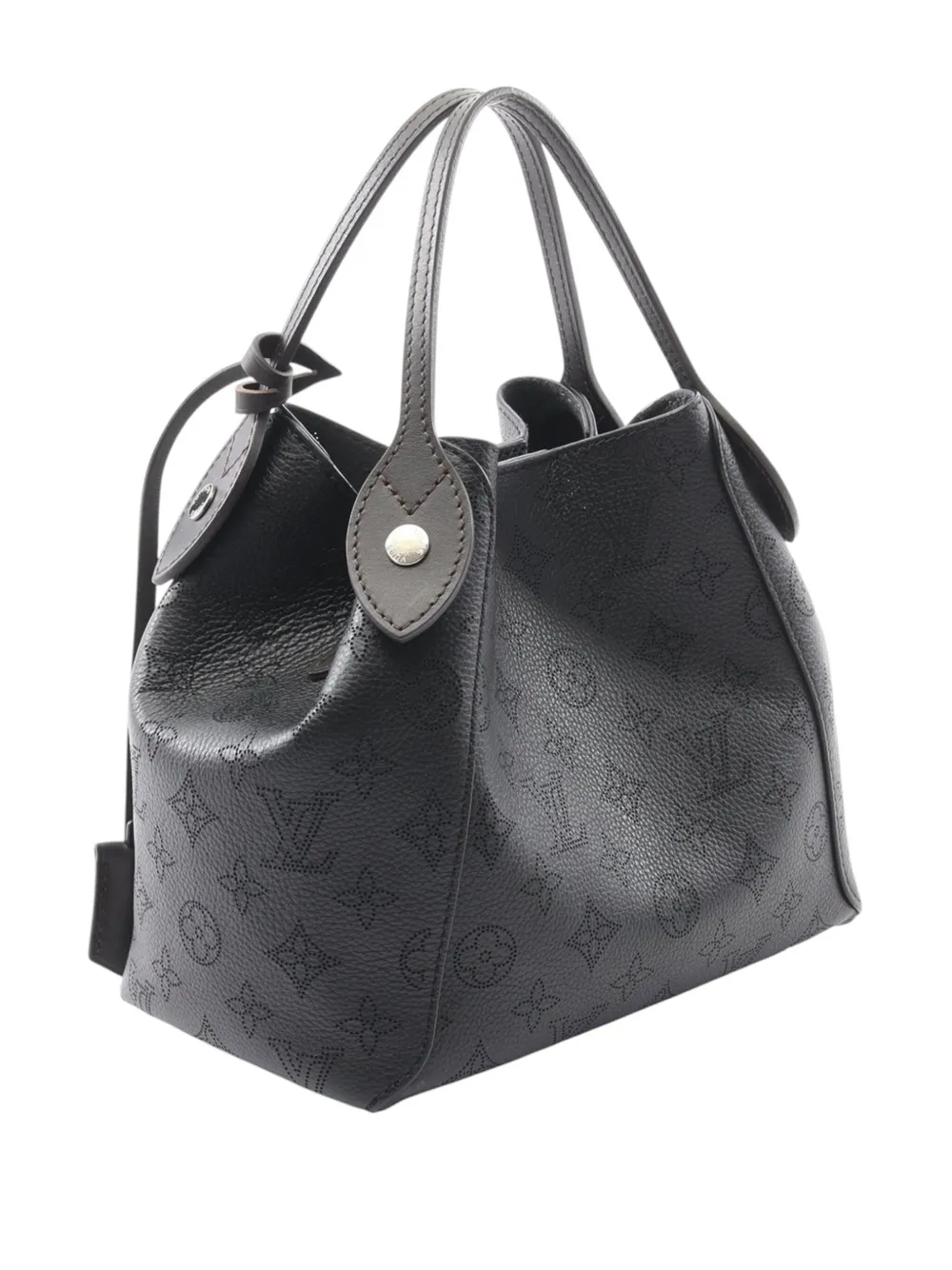 Pre-owned Louis Vuitton 2018 Monogram Mahina Hina Pm Satchel In Black
