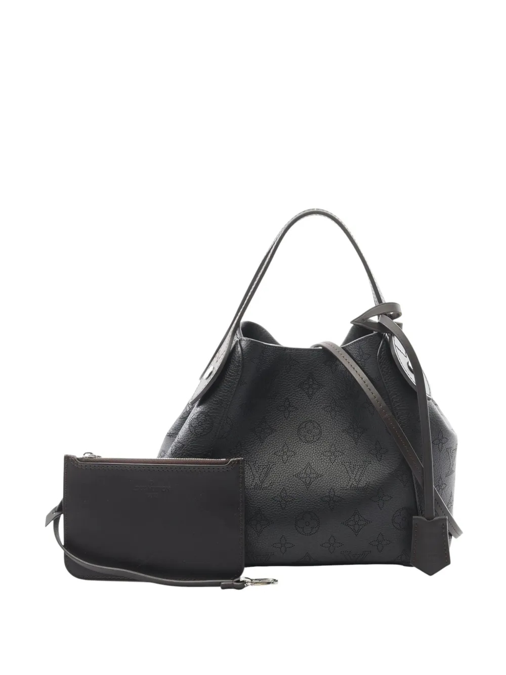 Pre-owned Louis Vuitton 2018 Monogram Mahina Hina Pm Satchel In Black