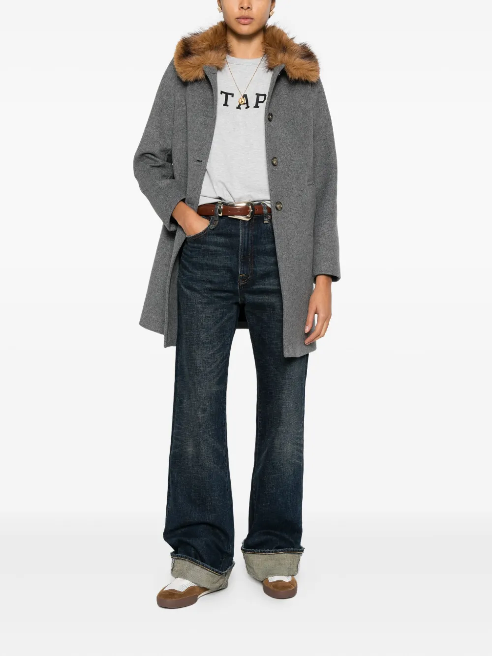 Ba&sh Talling Button-fastening Coat In Gray