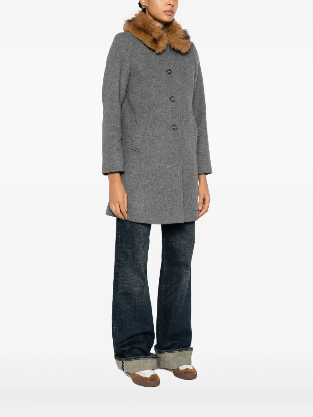 Ba&sh Talling Button-fastening Coat In Gray