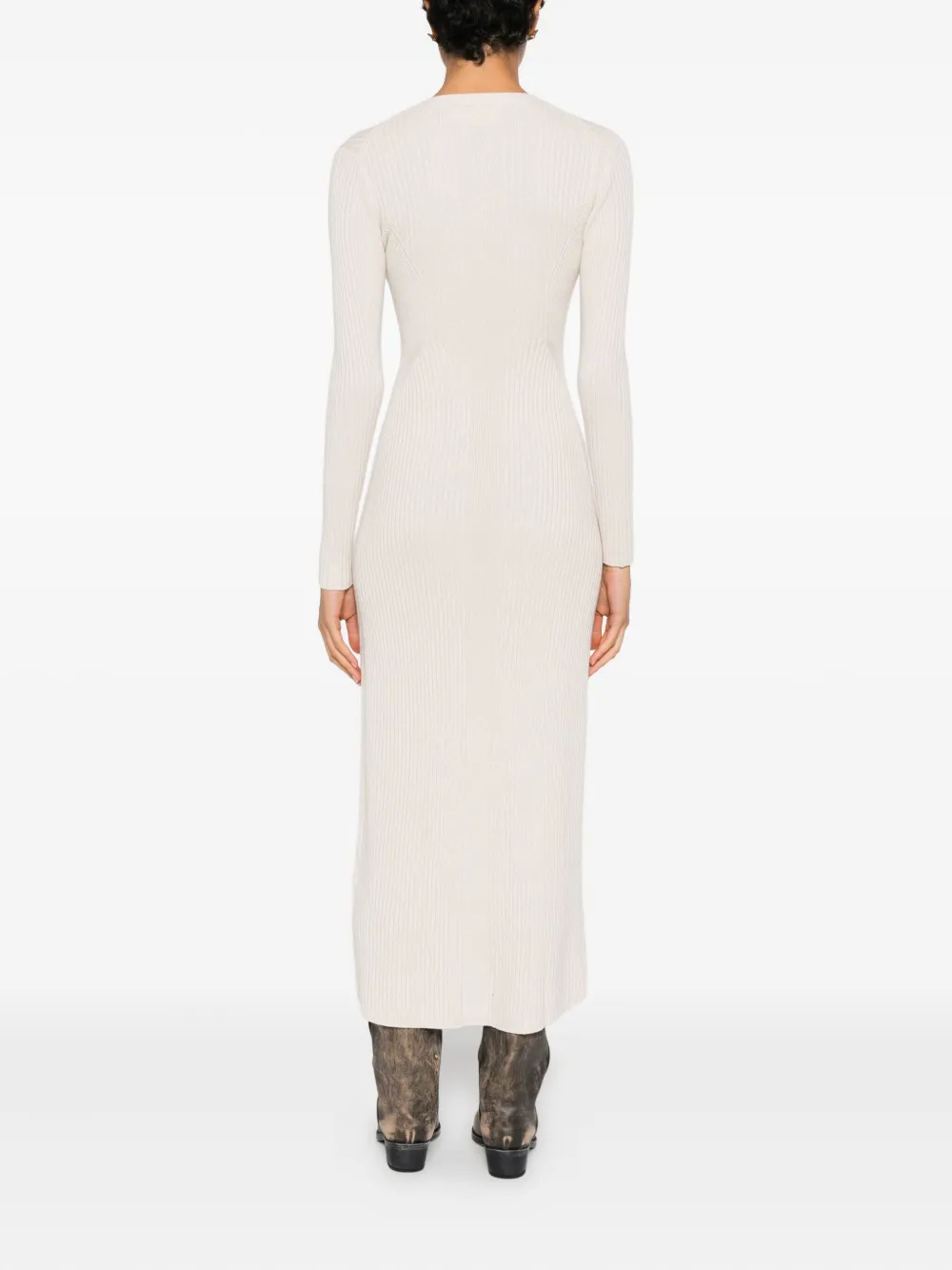 Ba&sh Anisa Button-up Ribbed Maxi Dress In Neutral