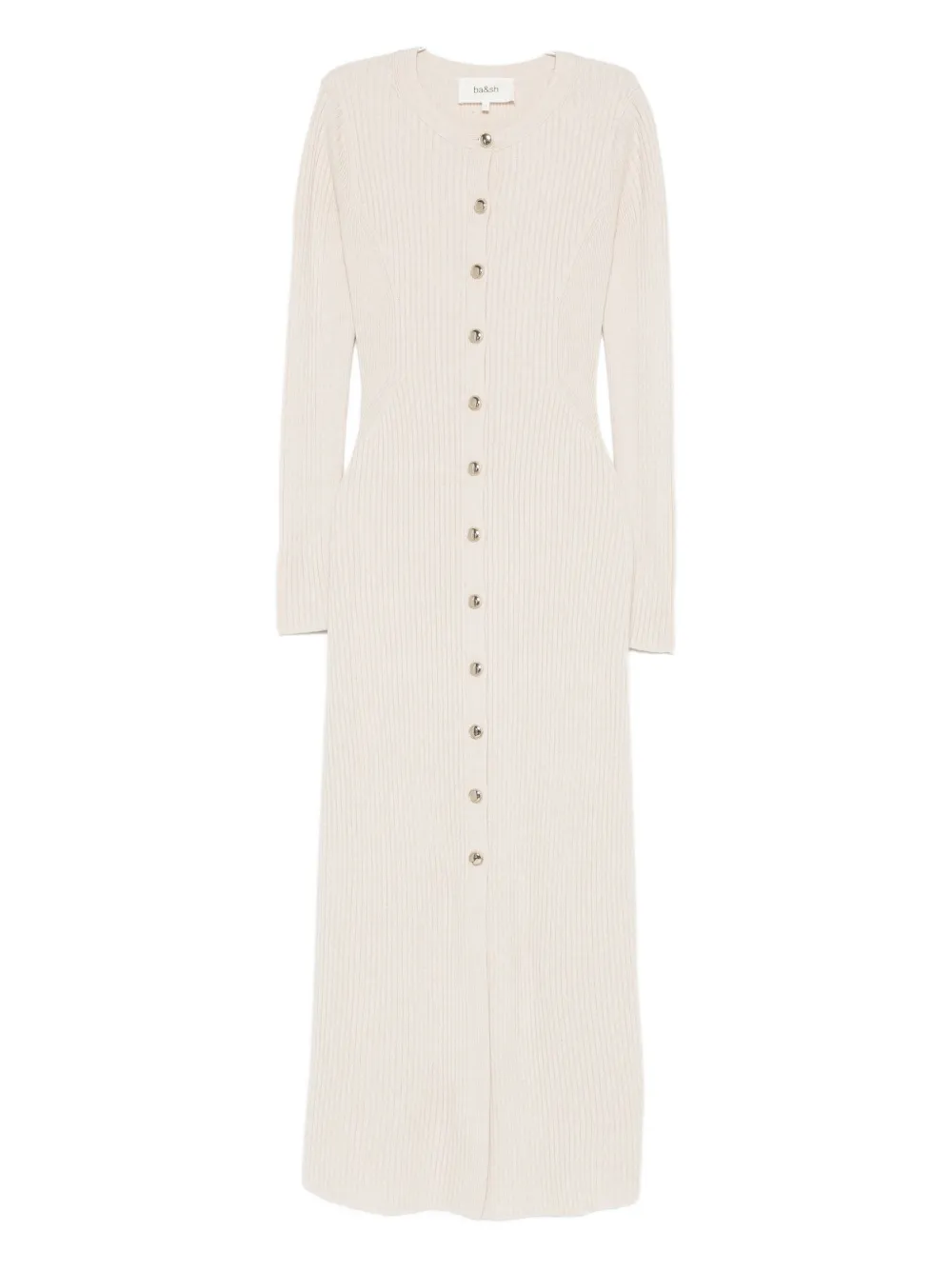 Ba&sh Anisa Button-up Ribbed Maxi Dress In Neutral