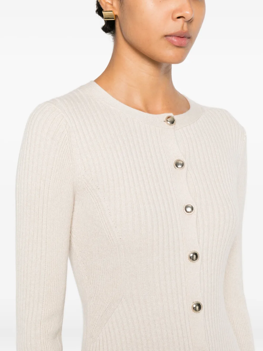 Ba&sh Anisa Button-up Ribbed Maxi Dress In Neutral