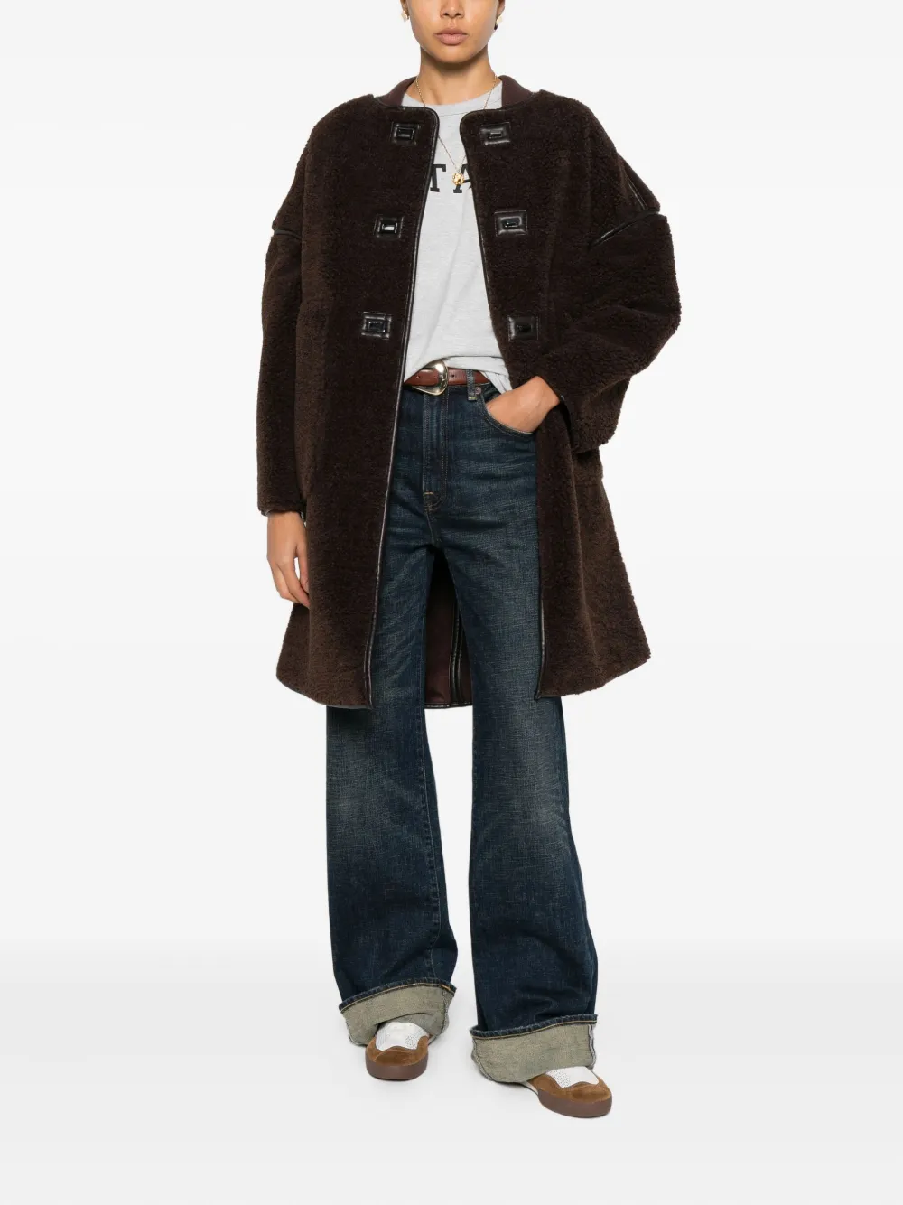 Ba&sh Millie Button-fastening Coat In Brown