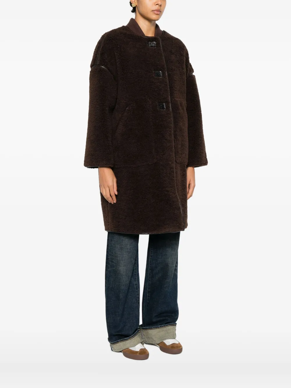 Ba&sh Millie Button-fastening Coat In Brown