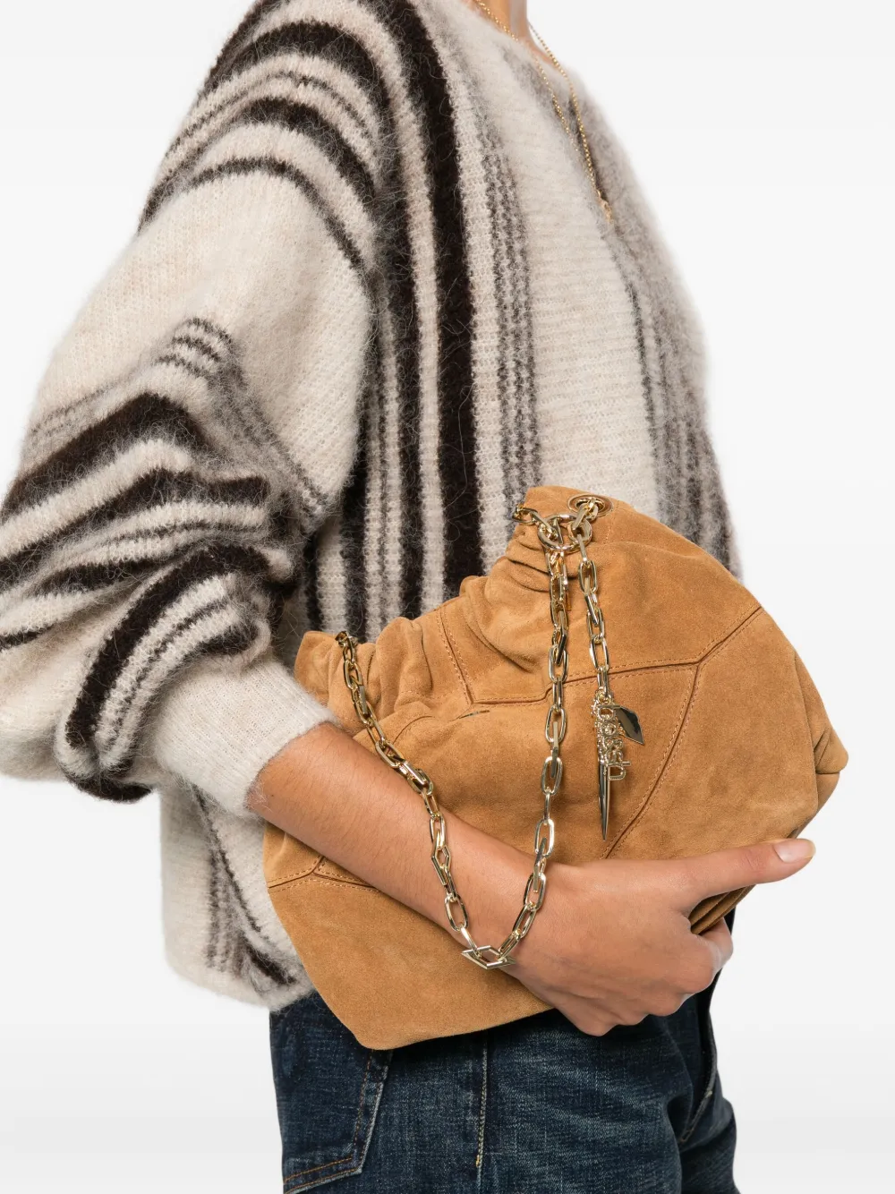 Ba&sh Mini June Suede Tote Bag In Neutral