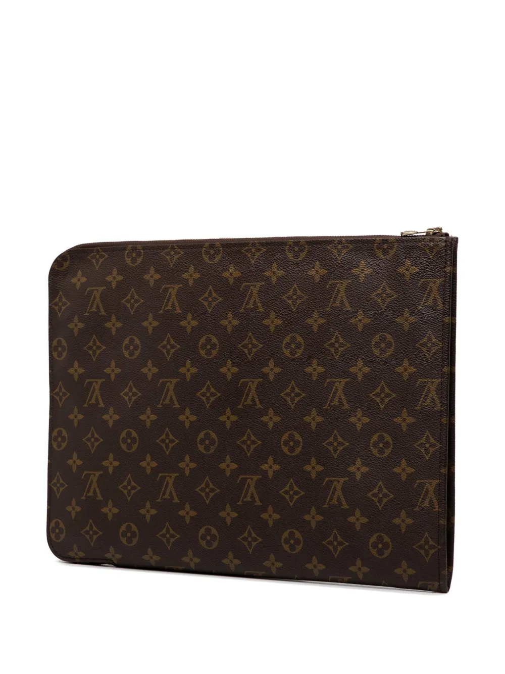 Pre-owned Louis Vuitton 1990 Monogram Poche Documents Portfolio Business Bag In Brown